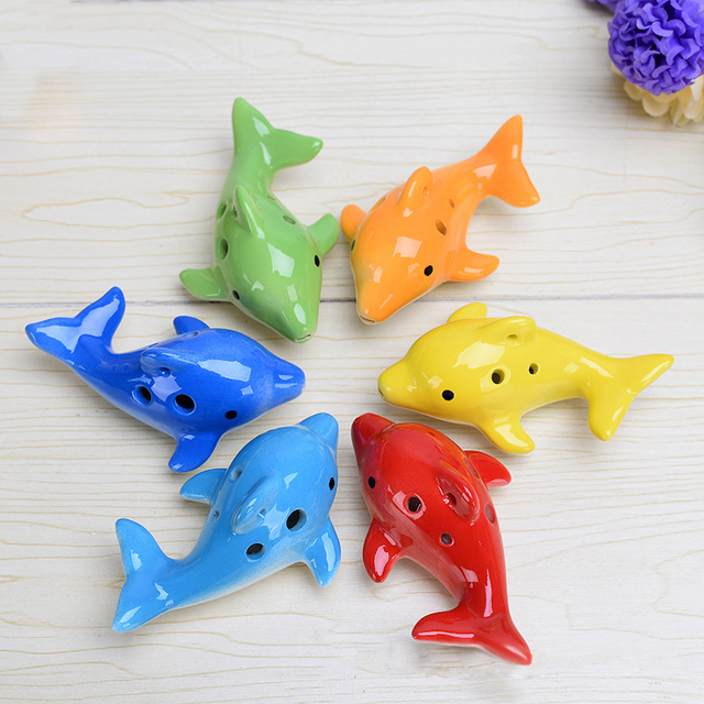 6-Hole Dark Blue Ocarina Dolphin Shape