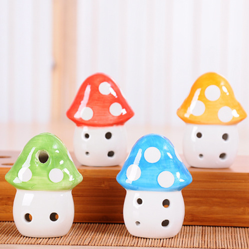 6-Hole Red Ocarina Mushroom Shape