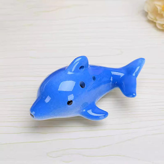 6-Hole Dark Blue Ocarina Dolphin Shape