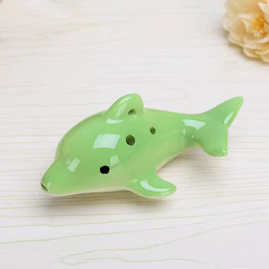 6-Hole Light Green Ocarina Dolphin Shape