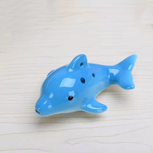 6-Hole Light Blue Ocarina Dolphin Shape