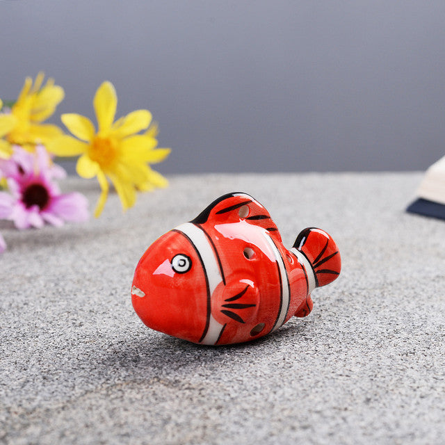 6-Hole Red Ocarina Clownfish Shape