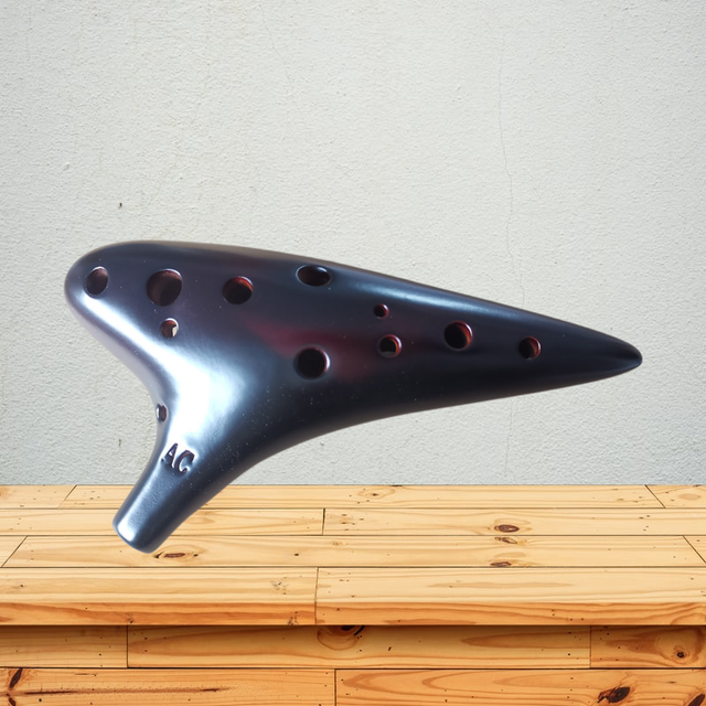 12 Hole Dark Brown Ceramic Ocarina