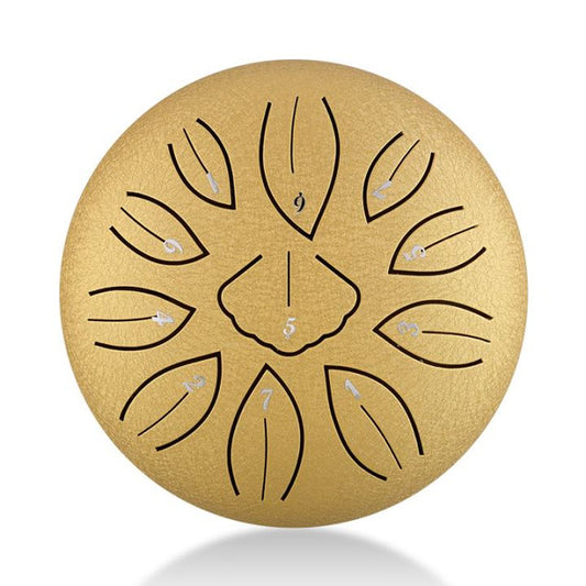 11-Tone 6-Inch C Key Gold Carbon Steel Tongue Drum With Leaf Pattern