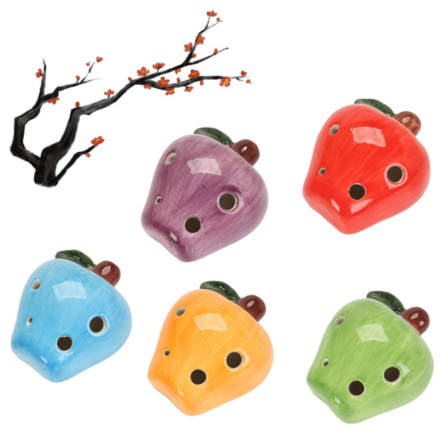 6-Hole Blue Ocarina Apple Shape