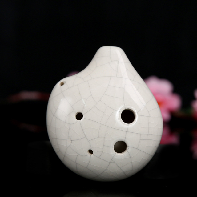 6-Hole White Crack Ocarina Round Shape