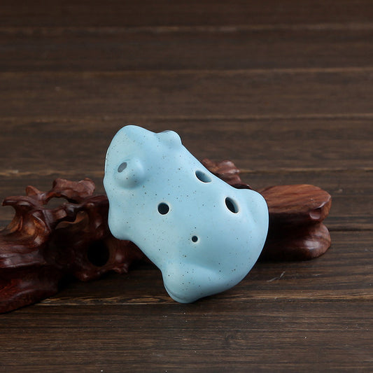 6-Hole Blue Ocarina Frog Shape