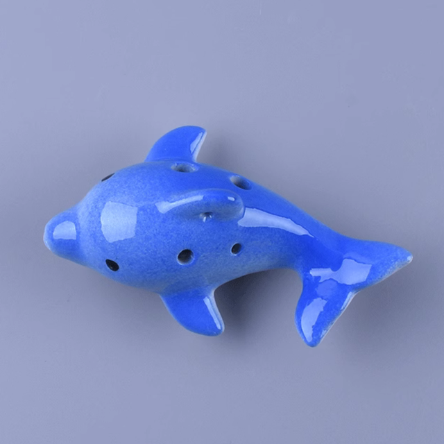 6-Hole Dark Blue Ocarina Dolphin Shape