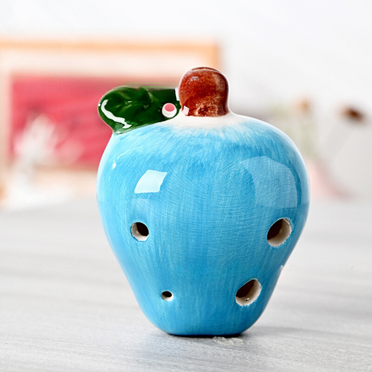 6-Hole Blue Ocarina Apple Shape