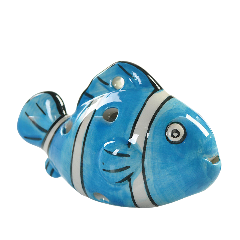 6-Hole Blue Ocarina Clownfish Shape