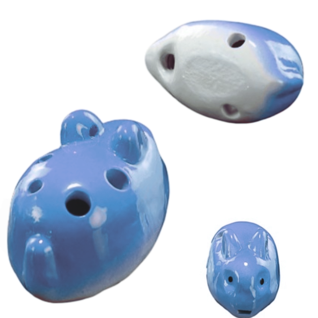 6-Hole Blue Ocarina Rabbit Shape