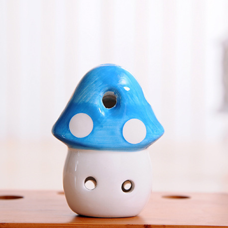 6-Hole Blue Ocarina Mushroom Shape