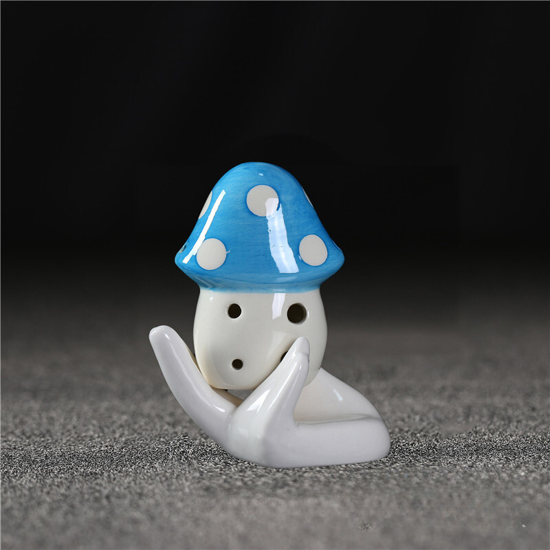 6-Hole Blue Ocarina Mushroom Shape