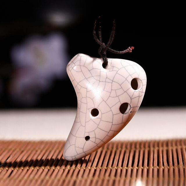 6-Hole Mini Ice-Crackle Glaze Ocarina Teeth Shape