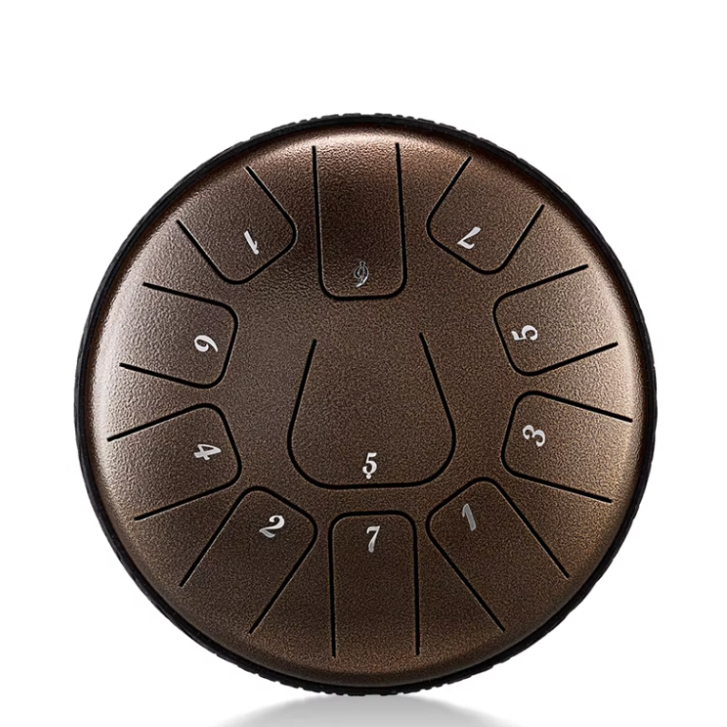 11-Tone 6-Inch D Key Bronze Carbon Steel Tongue Drum With Rectangle Pattern