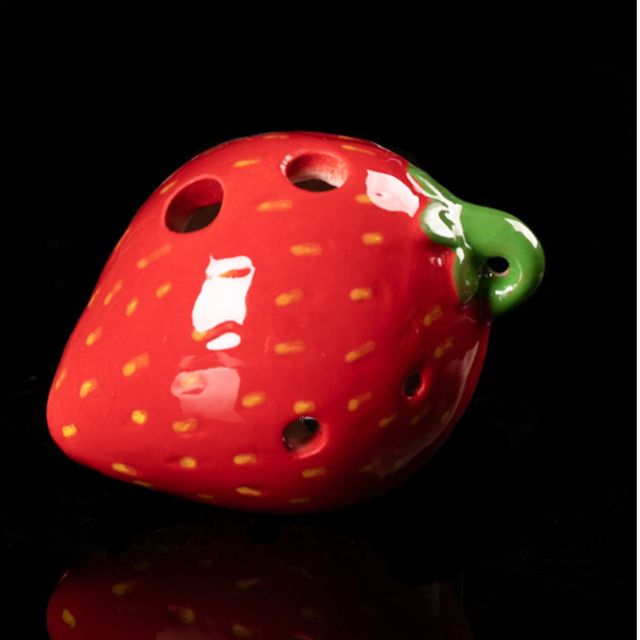 6-Hole Red White Ocarina Strawberry Shape