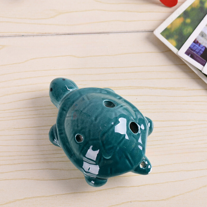 6-Hole Black Green Ocarina Turtle Shape