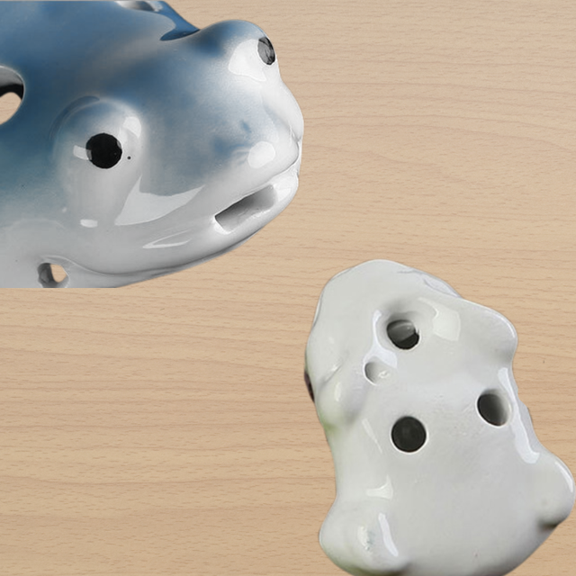 6-Hole Navy Green Ocarina Frog Shape