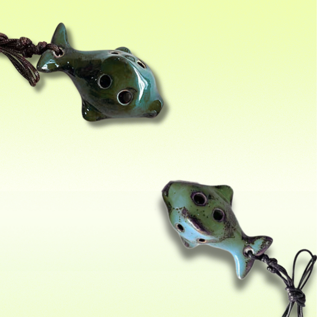 6-Hole Light Green Ocarina Little Dolphin Shape