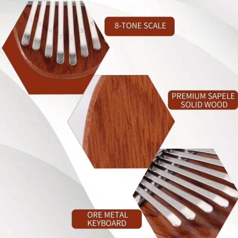 8 Keys Kalimba Brown Mahogany Cat Shape