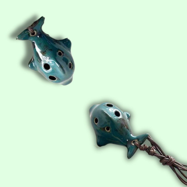 6-Hole Green Ocarina Little Dolphin Shape