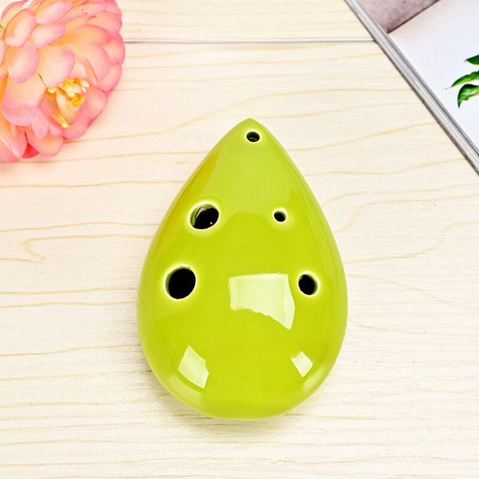 6-Hole Green Ocarina Teardrop Shape