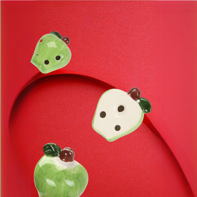 6-Hole Green Ocarina Apple Shape