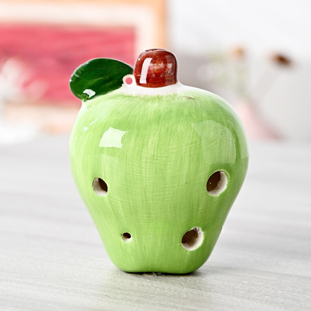 6-Hole Green Ocarina Apple Shape