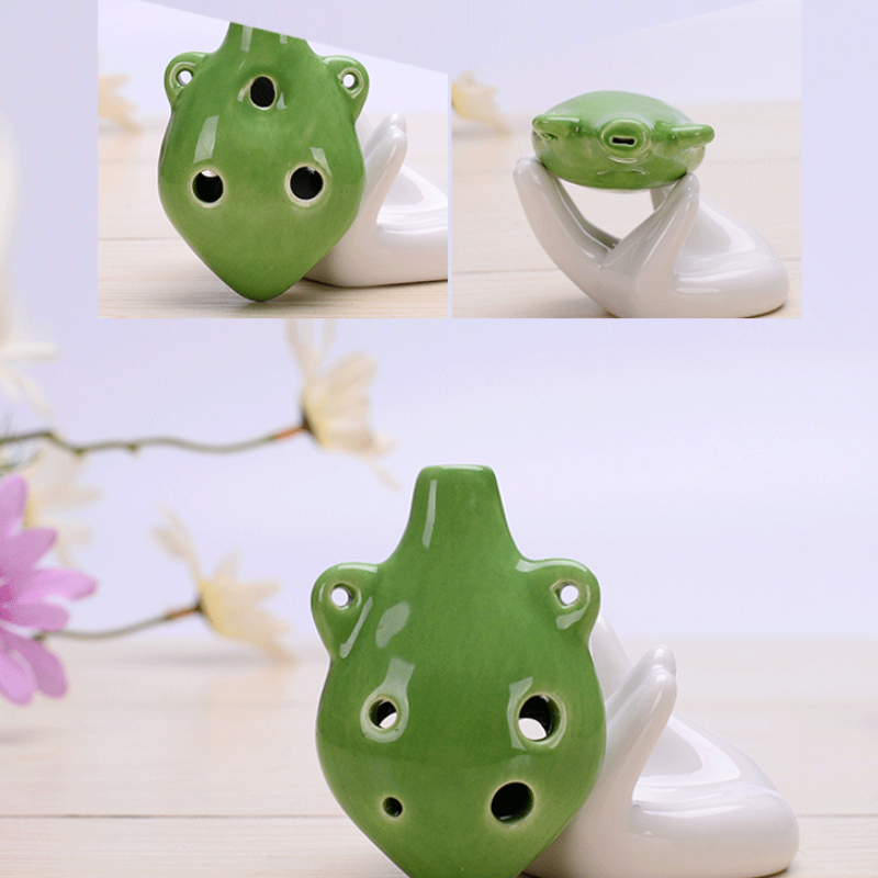 6-Hole Green Ocarina Dual-Ear Shape