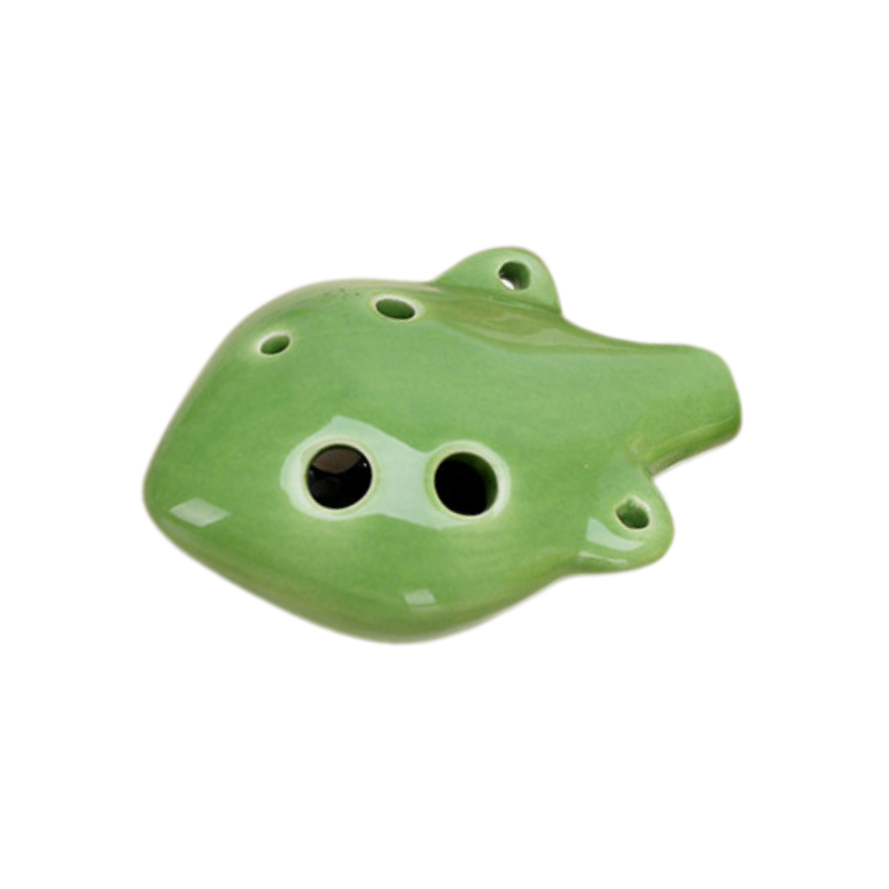 6-Hole Green Ocarina Dual-Ear Shape