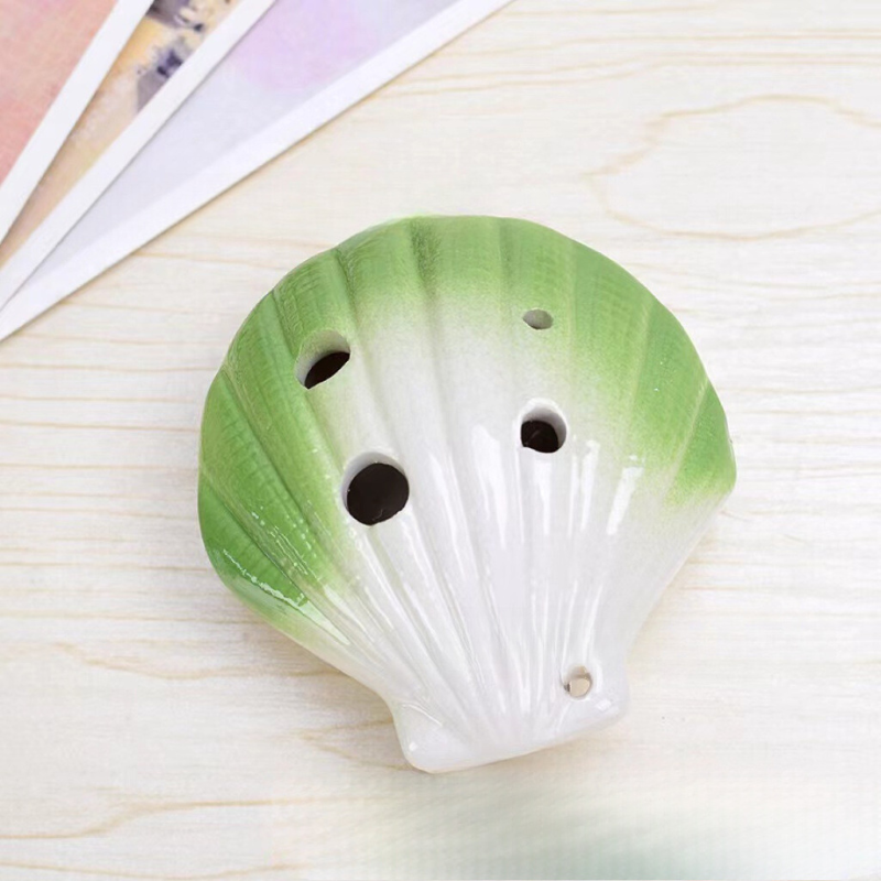 6-Hole Green Ocarina Seashell Shape