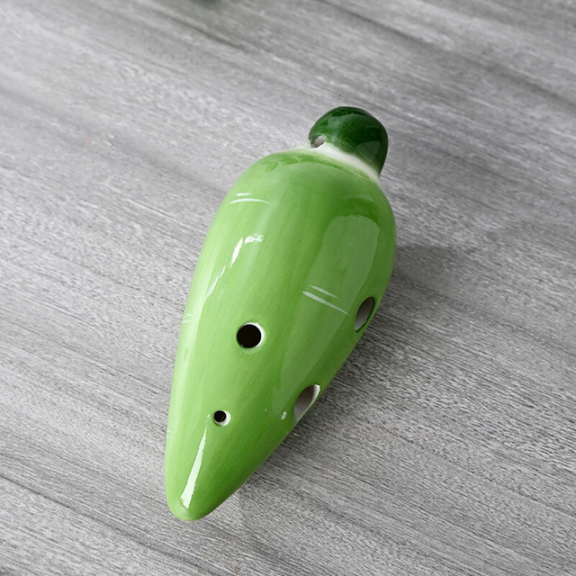 6-Hole Green Ocarina Carrot Shape