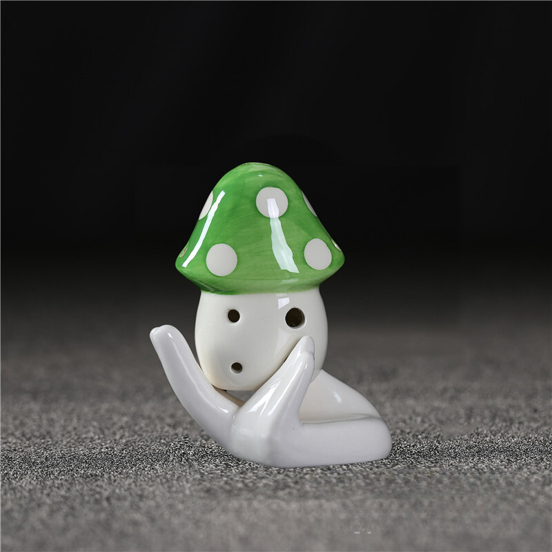 6-Hole Green Ocarina Mushroom Shape