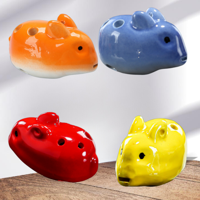 6-Hole Red Ocarina Rabbit Shape