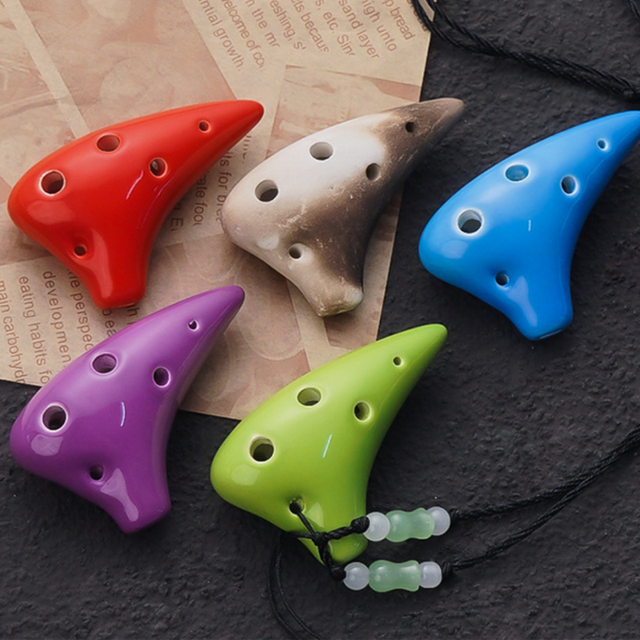 6-Hole Red Ocarina Shark Tooth Shape