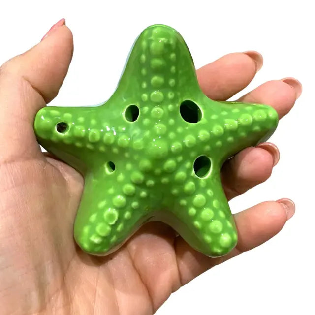 6-Hole Green Ocarina Starfish Shape