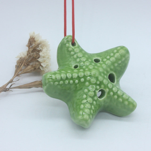 6-Hole Green Ocarina Starfish Shape