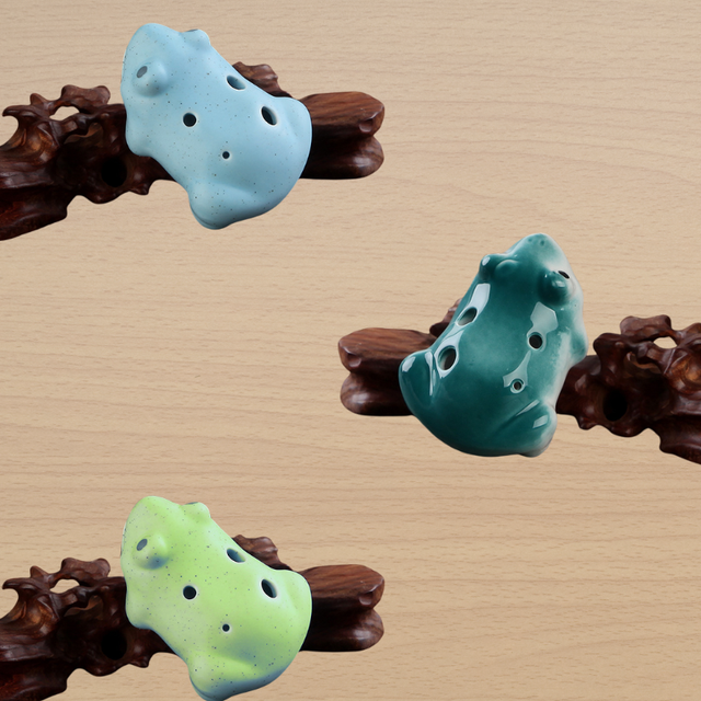 6-Hole Blue Ocarina Frog Shape