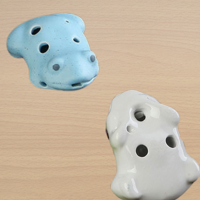 6-Hole Blue Ocarina Frog Shape