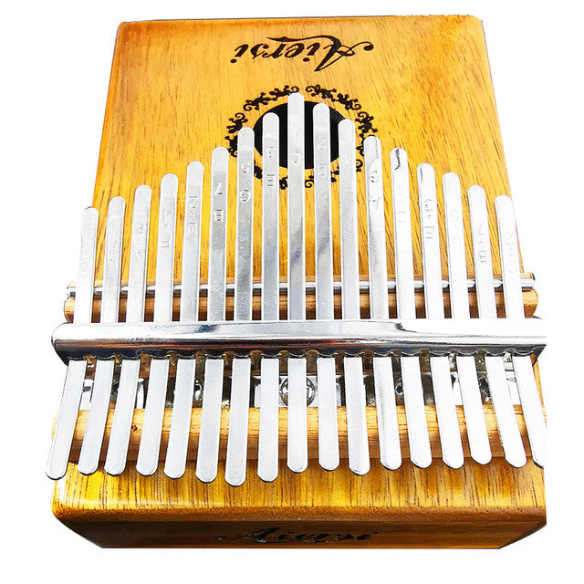 17 Keys Kalimba Light Brown Wood with Gecko Engraving