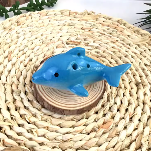 6-Hole Light Blue Ocarina Dolphin Shape