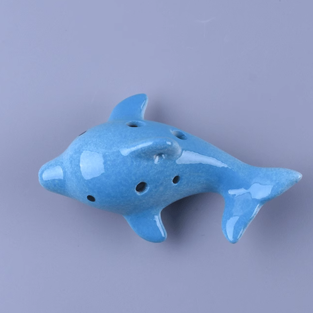 6-Hole Light Blue Ocarina Dolphin Shape