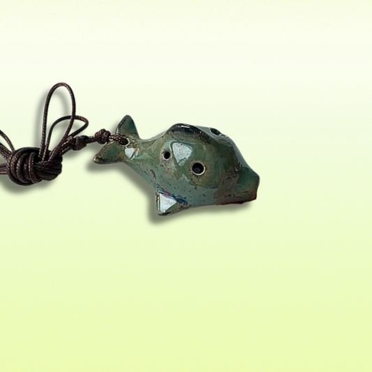 6-Hole Light Green Ocarina Little Dolphin Shape