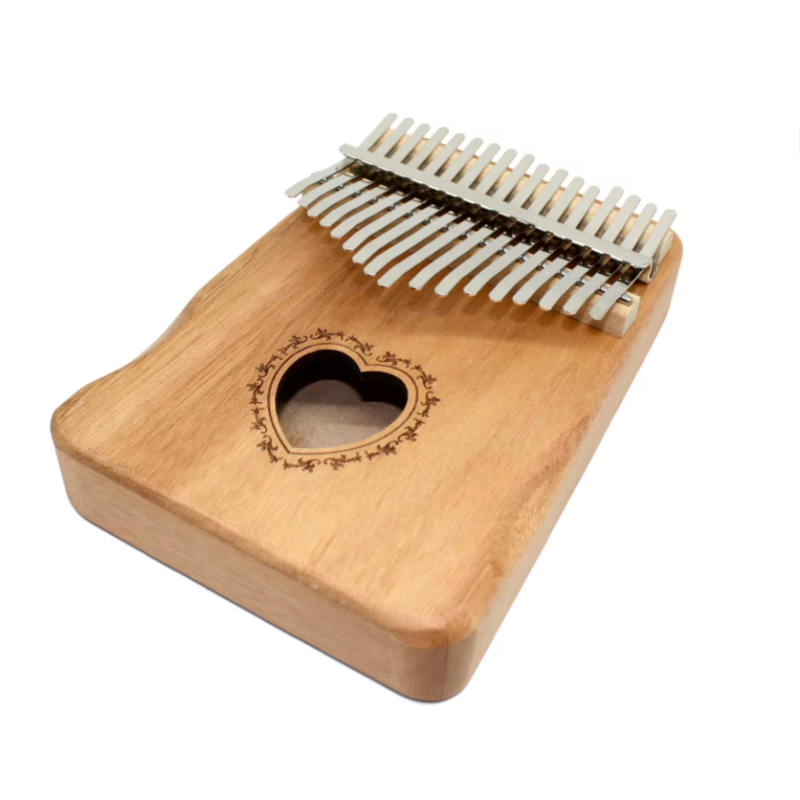 17 Keys Kalimba Heart Hollow Khaki Mahogany with Handles