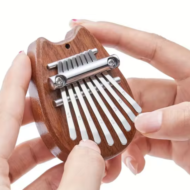 8 Keys Kalimba Brown Mahogany Cat Shape