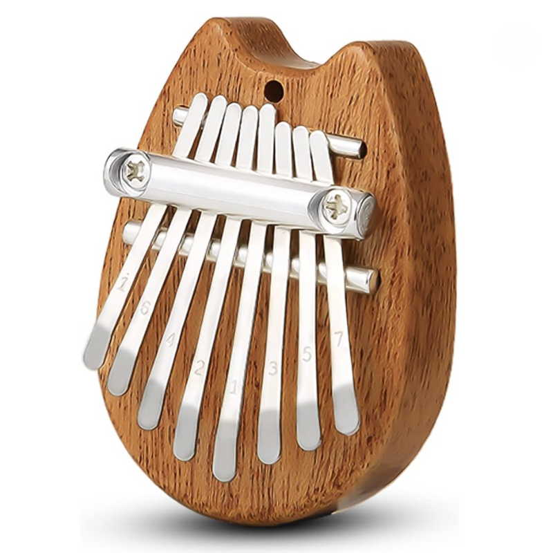 8 Keys Kalimba Brown Mahogany Cat Shape