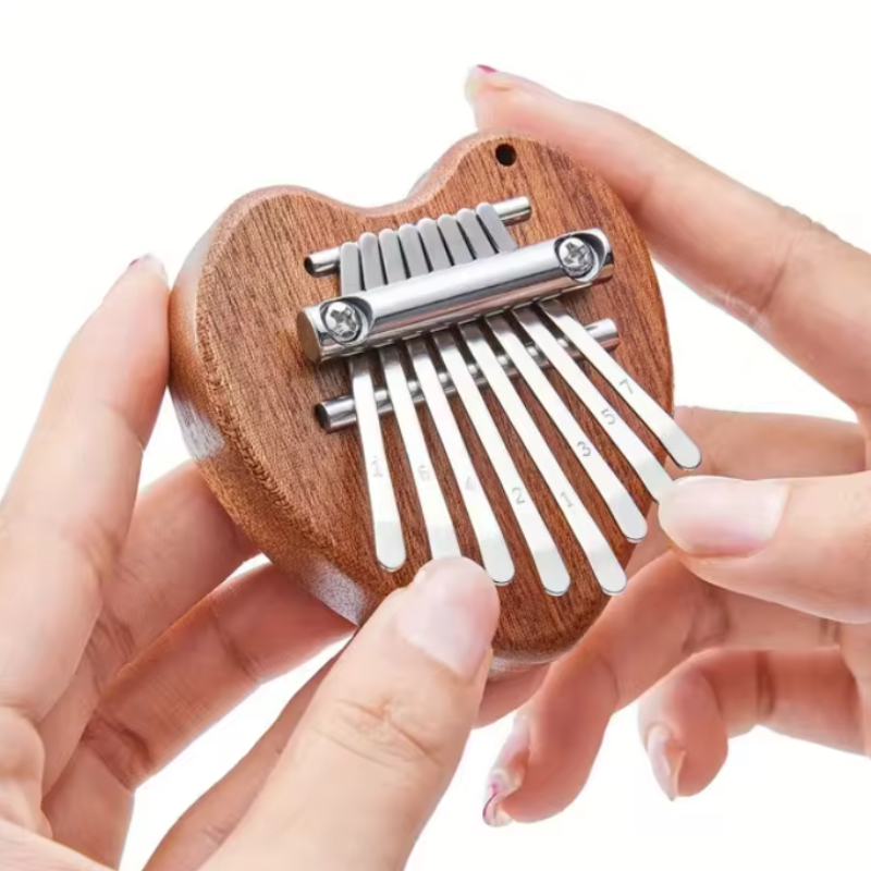 8 Keys Kalimba Brown Mahogany Heart Shape