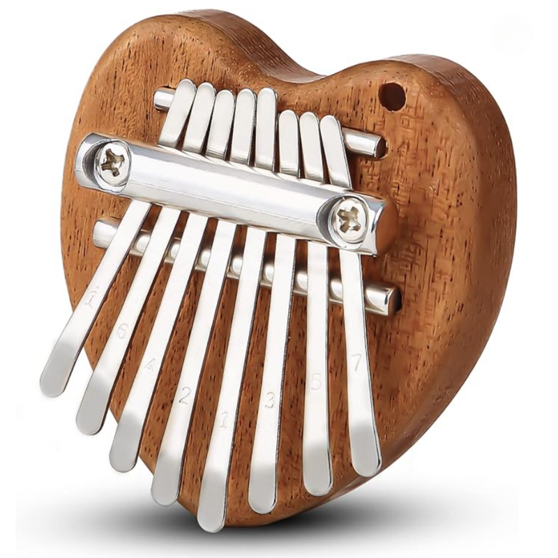 8 Keys Kalimba Brown Mahogany Heart Shape