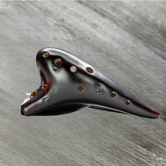 12 Hole Dark Brown Ceramic Ocarina