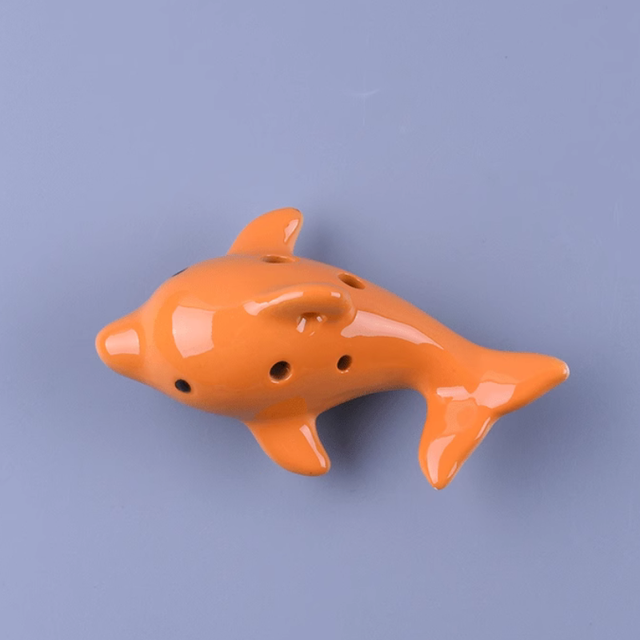 6-Hole Light Orange Ocarina Dolphin Shape